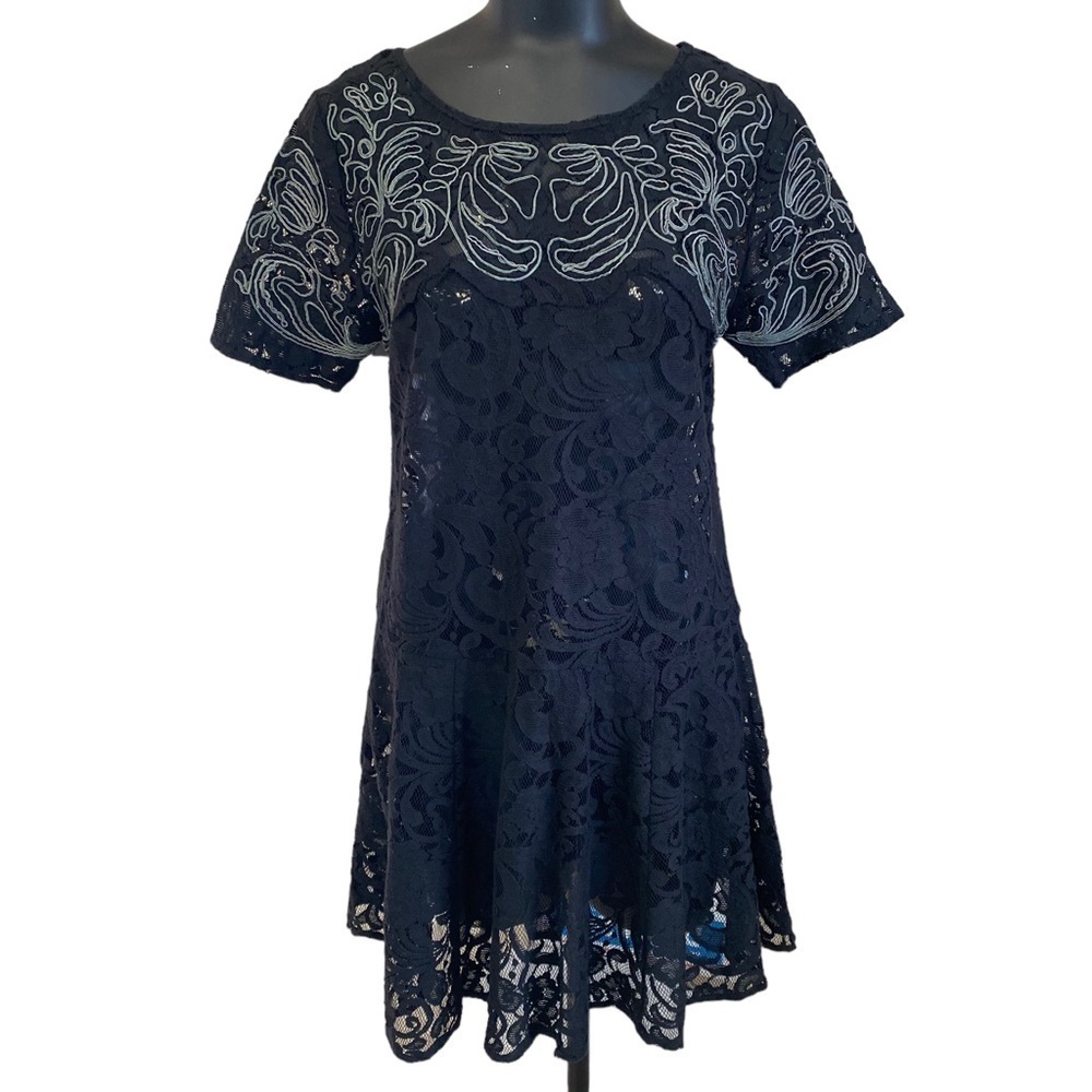 Free People Dreamer Black Lac Dress